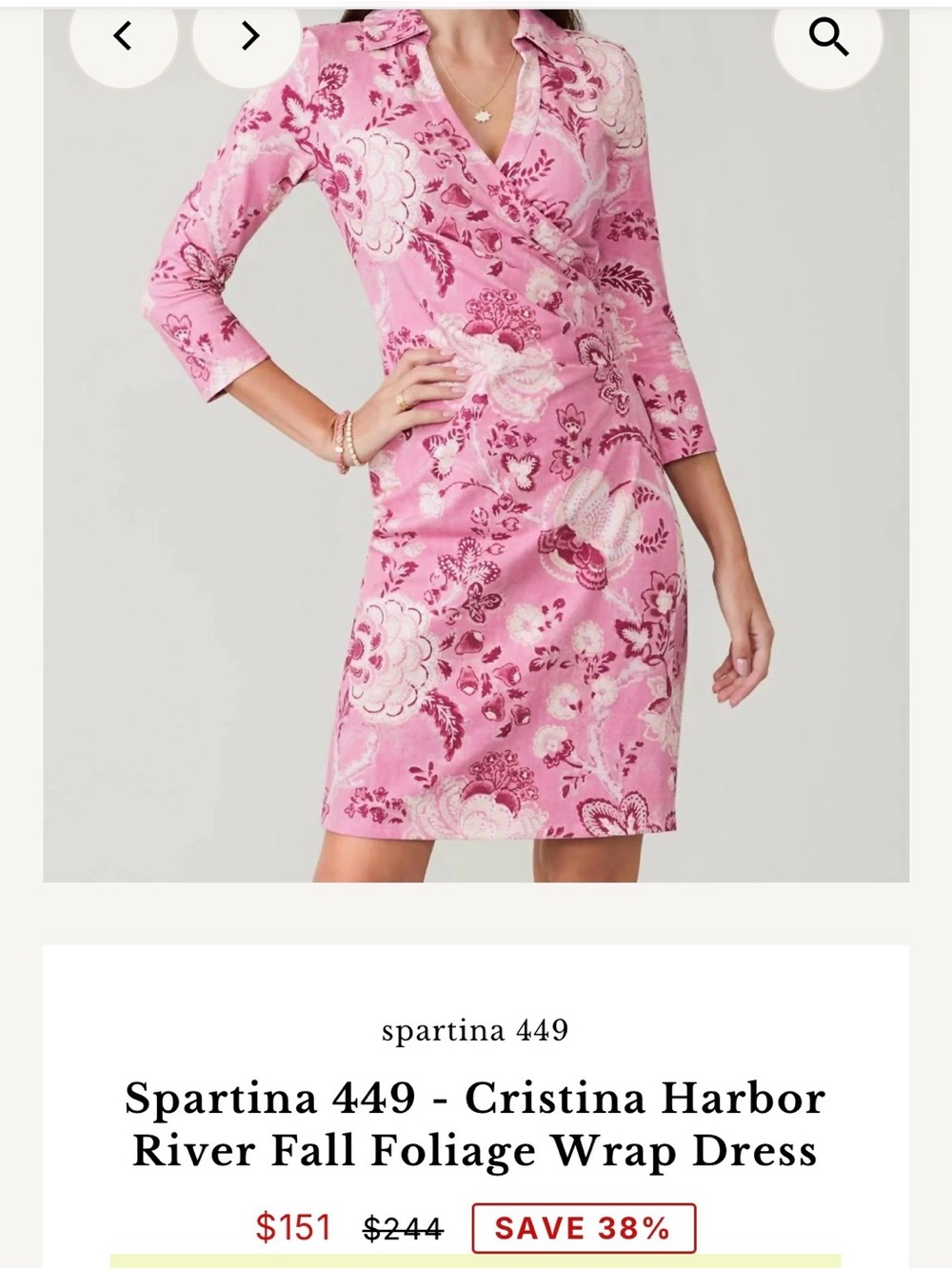 Spartina 449 Pink Cristina Wrap Dress - Picture 3 of 6